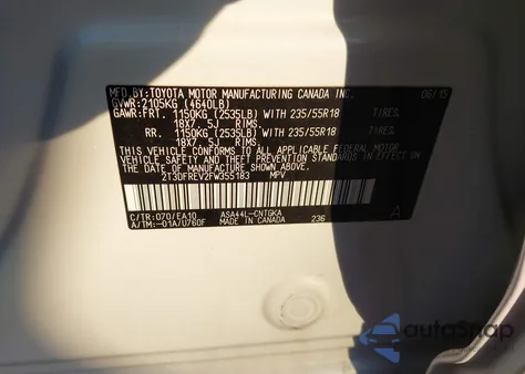 2015 Toyota Rav4 Limited from USA, damaged, VIN 2T3DFREV2FW355183